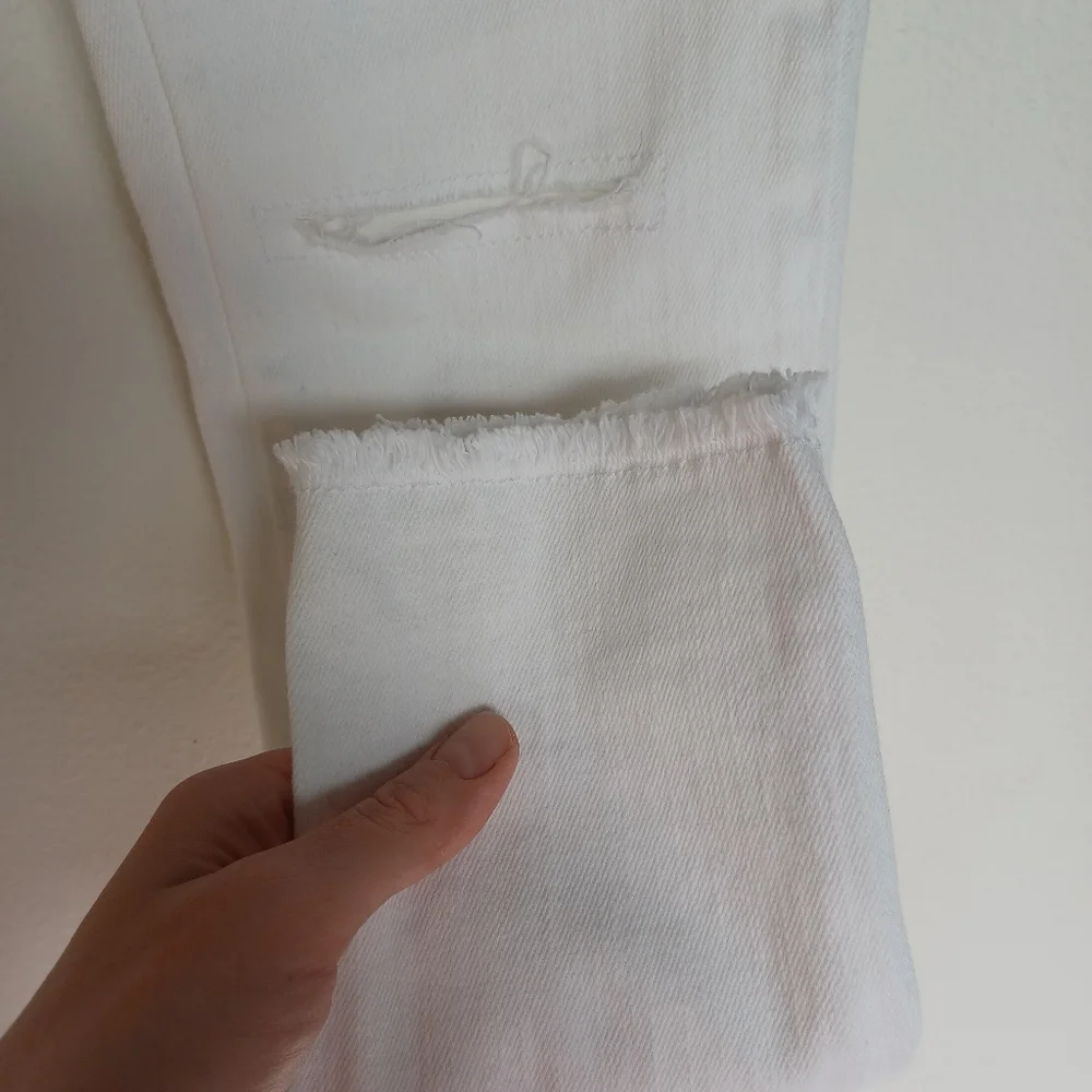 NWT Anine Bing Jeans Skinny White Knee Slit Frayed Low Rise Grunge Indie Sleeze - Picture 11 of 16